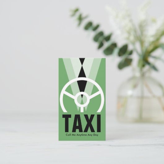 Groene Tuxedo Chauffeur Taxi Visitekaartje (Staand voorkant)