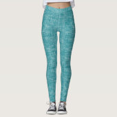 Groene tweed linnen patroon  leggings (Voorkant)