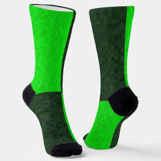 Groene Tweekleurige Mozaïek Vierkanten, Sokken (Gebogen)