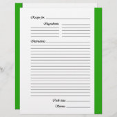 Groene tweezijdige Recipe Pages (Voorkant / Achterkant)