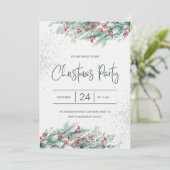 Groene twijgen Rode Holly bessen Kerstmis Kaart (Staand voorkant)