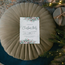 Groene twijgen Rode Holly bessen Kerstmis Kaart