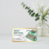  groene typemachine QR Code Writer Auteur Visitekaartje (Staand voorkant)