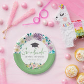 Groene Typografie-Afstuderen zomerbloemen Papieren Bordje (Feest)