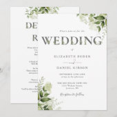 Groene Typografie All-in-one Trouwdag Kaart (Voorkant / Achterkant)