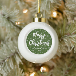Groene Typografie Elegant Classic Vrolijk Kerstfee Keramische Bal Ornament