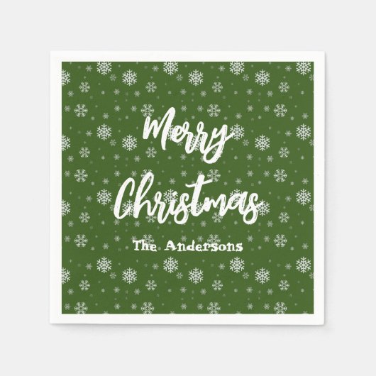 Groene Typografie Feestelijke Moderne Vrolijke Ker Servet (Voorkant)