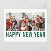 Groene Typografie Foto Collage Happy Nieuwjaar Feestdagenkaart (Voorkant)