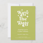 Groene typografie foto save the date aankondiging (Voorkant)
