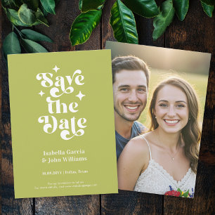 Groene typografie foto save the date aankondiging