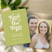 Groene typografie foto save the date aankondiging