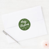 Groene Typografie Minimale Moderne Vrolijke Kerstm Ronde Sticker (Envelop)