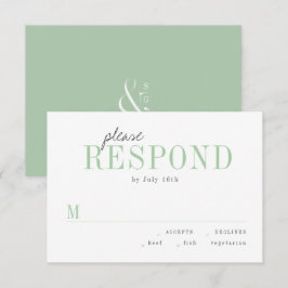 Groene typografie minimalistische bruiloft RSVP Kaartje
