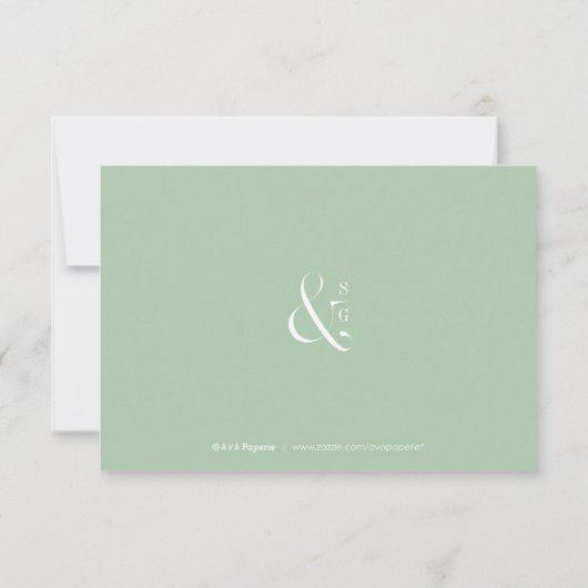 Groene typografie minimalistische QR code bruiloft RSVP Kaartje (Achterkant)