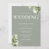 Groene typografie Sage Green All in One Wedding Kaart (Voorkant)