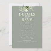 Groene typografie Sage Green All in One Wedding Kaart (Achterkant)