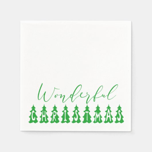 Groene Typografie Treezelige Kerstmis Servet (Voorkant)