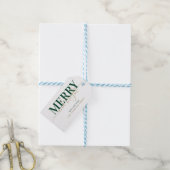 Groene typografie vrolijk en stralend kerstfeest cadeaulabel (Met Touw)