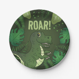 Groene Tyrannosaurus Rex T-rex Tropische Verjaarda Papieren Bordje