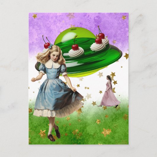 Groene UFO Surreal Sweet Traktatie Briefkaart (Voorkant)