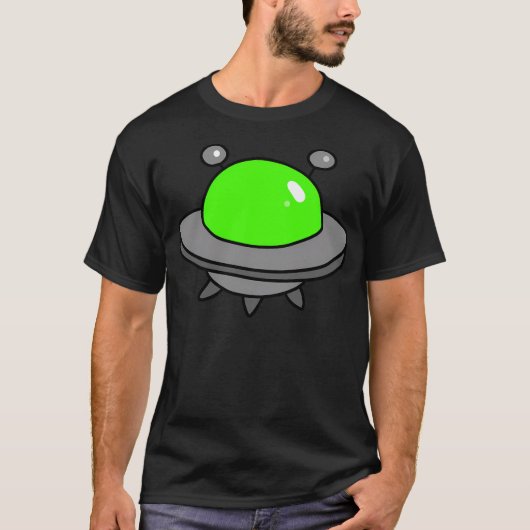 Groene UFO-vliegende schotel T-shirt (Voorkant)