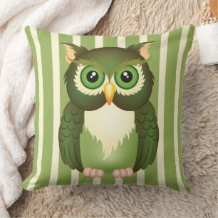Groene Uil Katoenen Worp Kussen, 51cm x 51cm Kussen