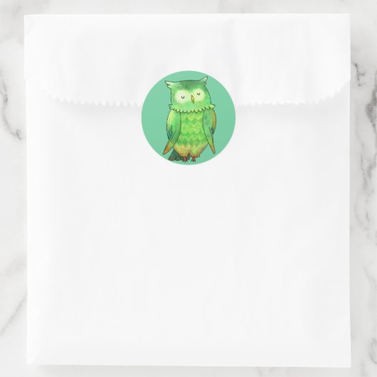 Groene Uil Kleine Stickers (Tas)