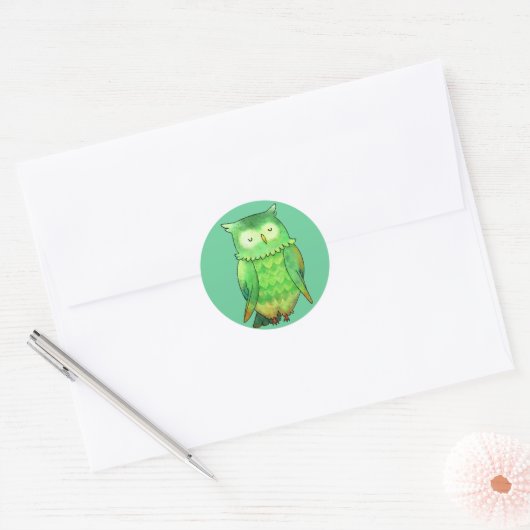 Groene Uil Kleine Stickers (Envelop)