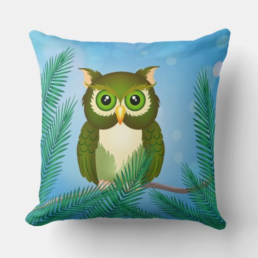 Groene Uil Kussen (Voorkant)