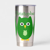 Groene Uil Ontwerp Gepersonaliseerd Geïsoleerde Drinkbeker (Links)