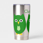 Groene Uil Ontwerp Gepersonaliseerd Geïsoleerde Drinkbeker (Voorkant)