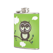 Groene Uil Zittend op een Branch Flask Heupfles (Links)