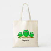 Groene Uilen Ontwerp Gepersonaliseerd Tote Bag (Achterkant)