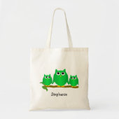 Groene Uilen Ontwerp Gepersonaliseerd Tote Bag (Voorkant)