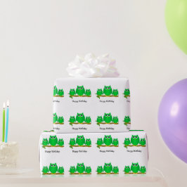 Groene Uilen Ontwerp Verjaardagscadeau Cadeaupapier