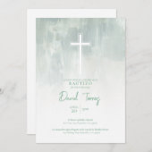 Groene Uitnodiging Doop Jongen Spaanse Uitnodiging (Voorkant / Achterkant)