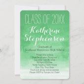 Groene Uitnodiging tot Waterverf van de GraduParti (Voorkant)