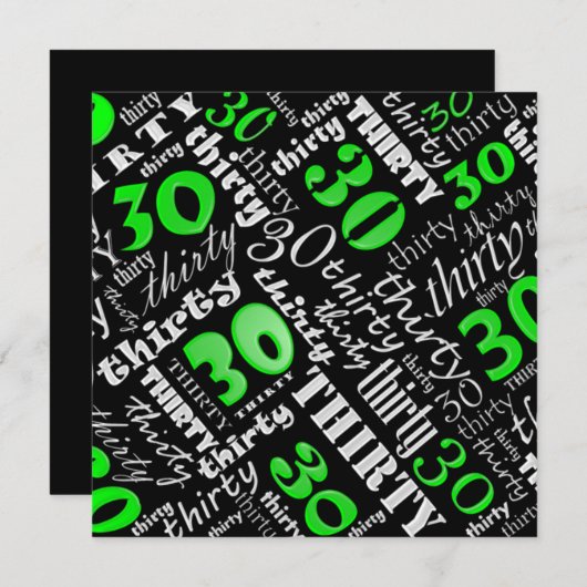 Groene uitnodiging van de 30e verjaardag van de ve (Voorkant / Achterkant)