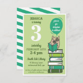 Groene uitnodiging van de bibliotheek van het boek (Voorkant / Achterkant)