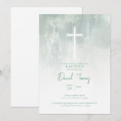 Groene uitnodiging voor de doop van een jongen Spa (Voorkant / Achterkant)