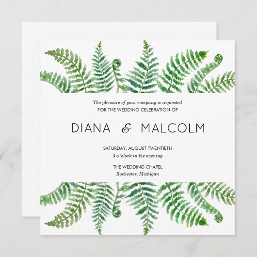 Groene uitnodiging voor een bruiloft (Voorkant / Achterkant)