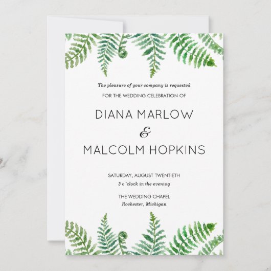 Groene uitnodiging voor een bruiloft (Voorkant)