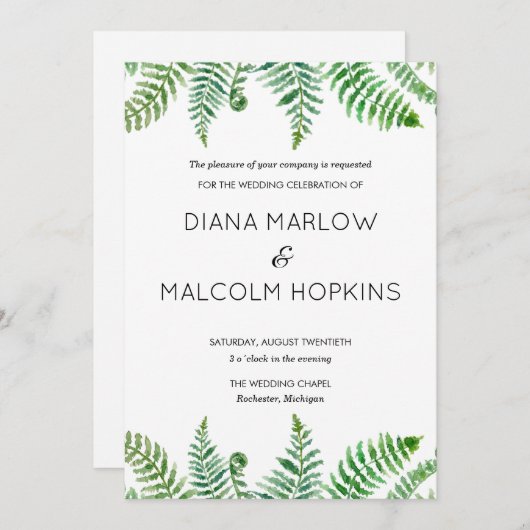 Groene uitnodiging voor een bruiloft (Voorkant / Achterkant)