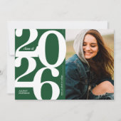 Groene uitnodiging voor eindexamenfeest 2026 met f (Voorkant)