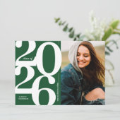 Groene uitnodiging voor eindexamenfeest 2026 met f (Staand voorkant)