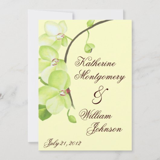 Groene uitnodiging voor orchidee bruiloft (Voorkant)