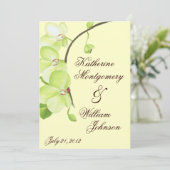 Groene uitnodiging voor orchidee bruiloft (Staand voorkant)
