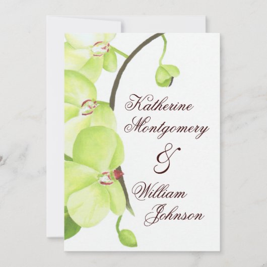 Groene uitnodiging voor orchidee bruiloft (Voorkant)
