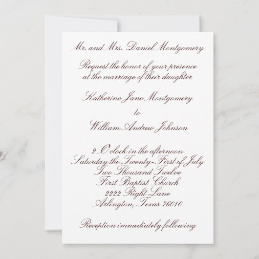 Groene uitnodiging voor orchidee bruiloft (Achterkant)