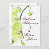 Groene uitnodiging voor orchidee bruiloft (Voorkant / Achterkant)